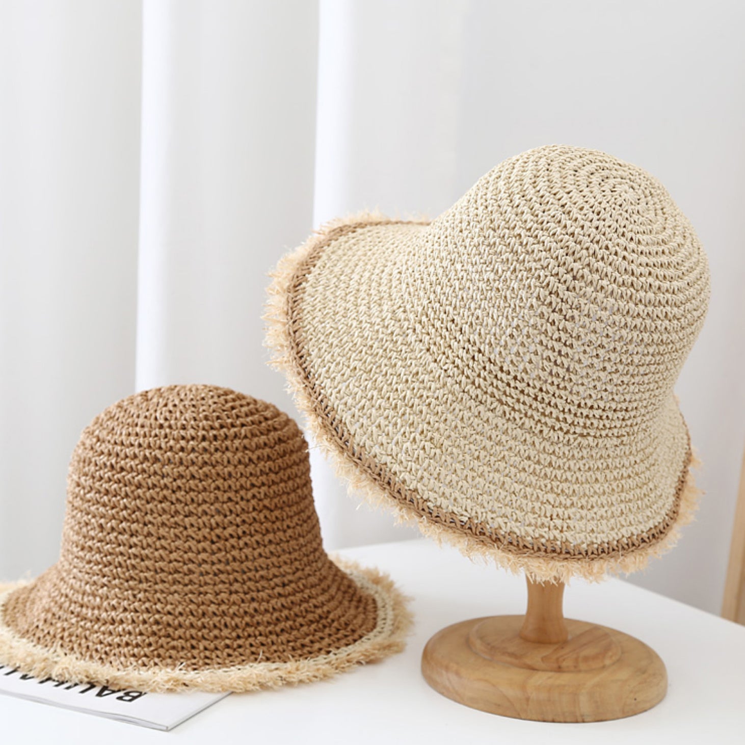 Korean Style Woven Straw Sun Hat – Wide Brim Beach Vacation Hat