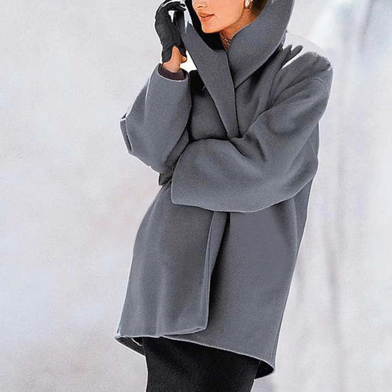 Women’s Loose Knit Sweater Coat – Round Neck Casual Winter Jacket