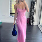 Women Camis Satin Long Sleeveless Slip Backless Dresses