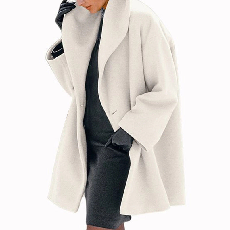 Women’s Loose Knit Sweater Coat – Round Neck Casual Winter Jacket