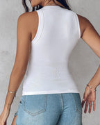 Ins Round Neck Vest With Bra Summer Solid Color Bottom Sleeveless Top