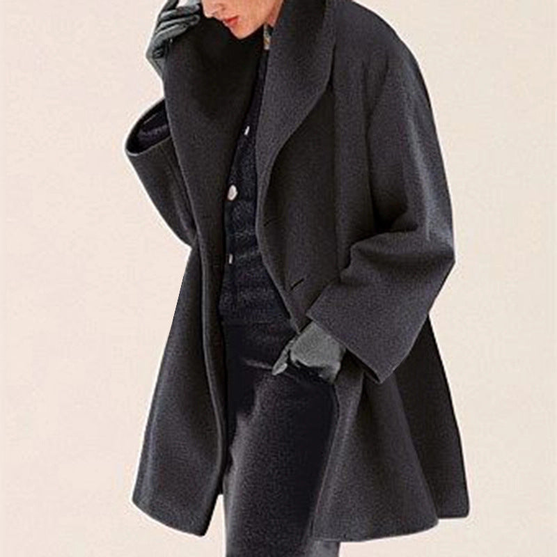 Women’s Loose Knit Sweater Coat – Round Neck Casual Winter Jacket