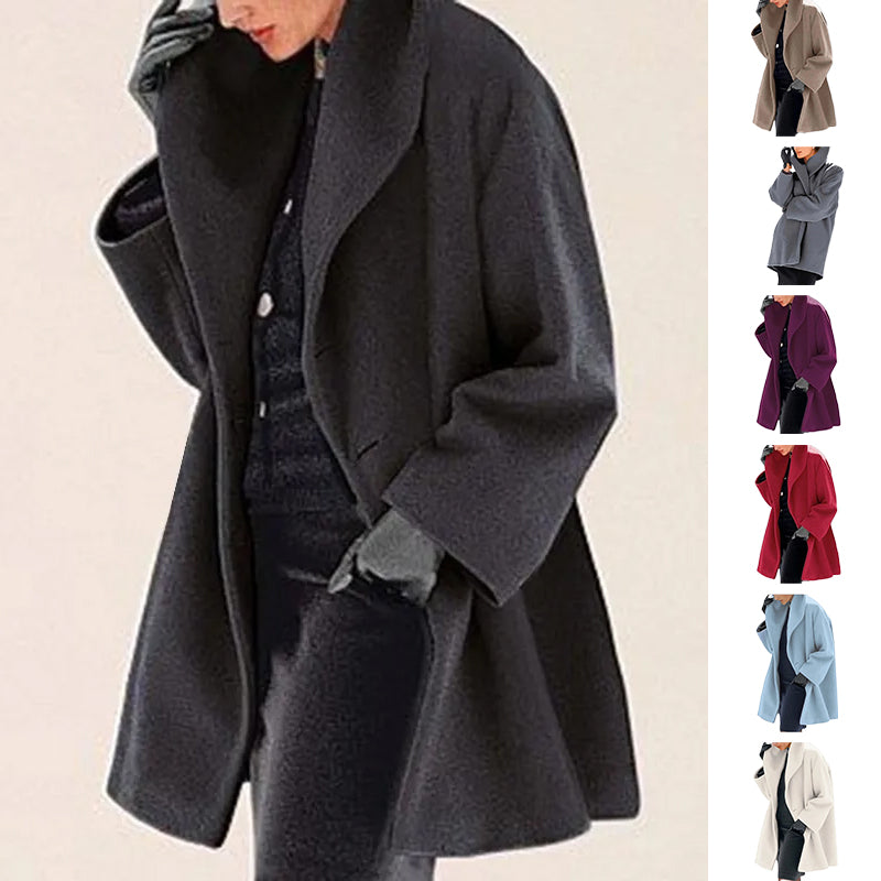 Women’s Loose Knit Sweater Coat – Round Neck Casual Winter Jacket