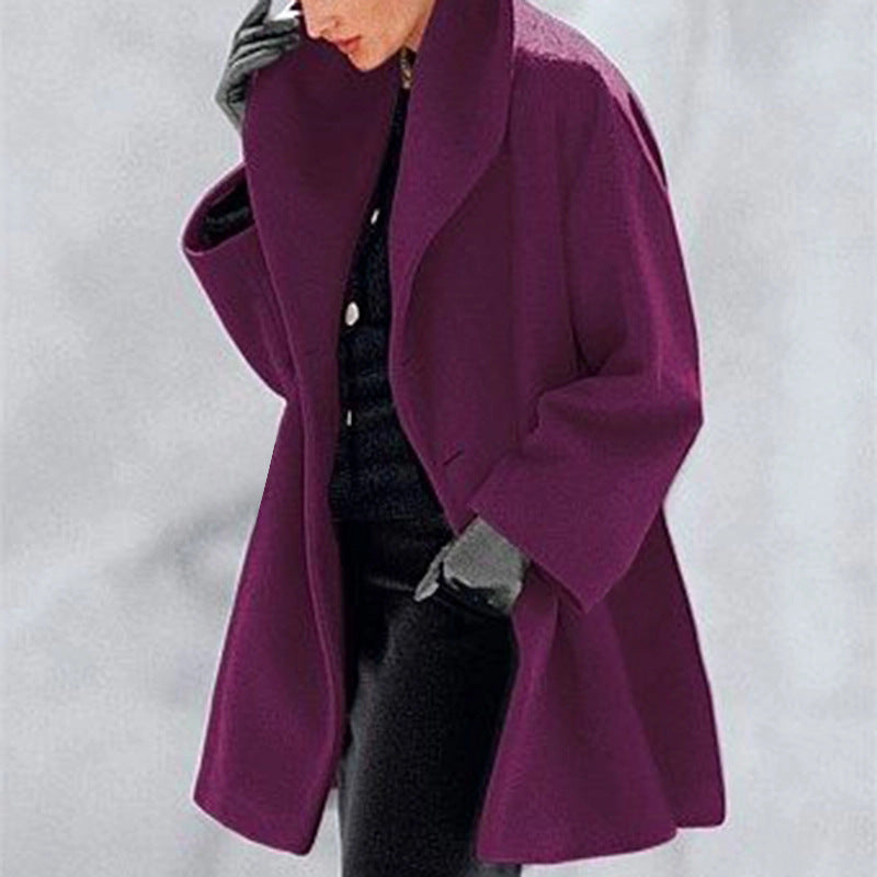 Women’s Loose Knit Sweater Coat – Round Neck Casual Winter Jacket