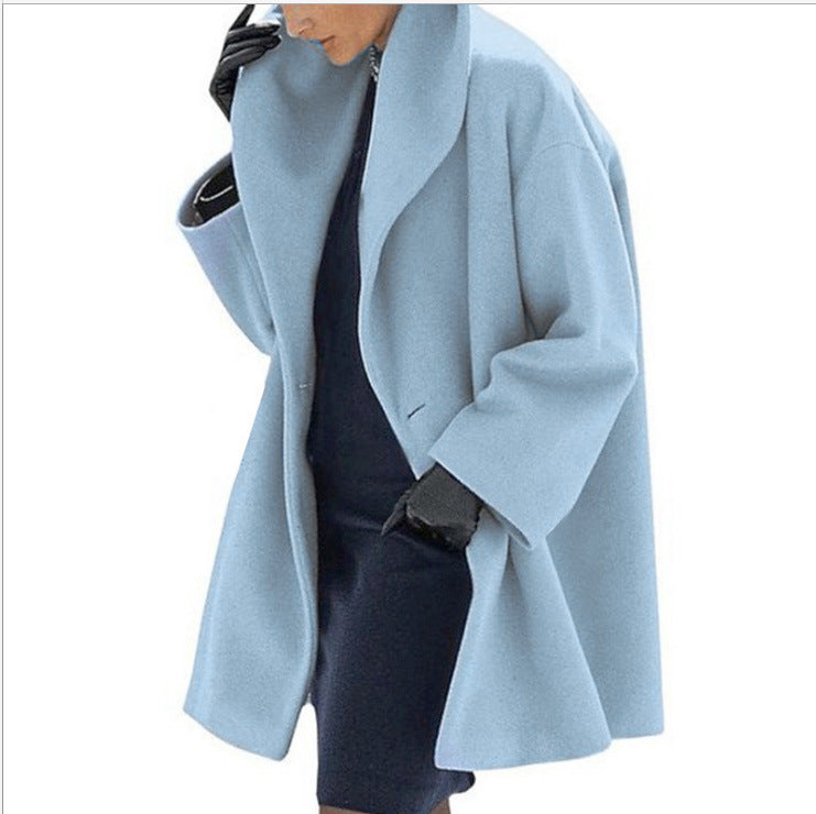 Women’s Loose Knit Sweater Coat – Round Neck Casual Winter Jacket
