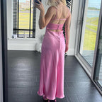 Women Camis Satin Long Sleeveless Slip Backless Dresses