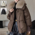 Women’s Down Cotton Padded Jacket – Short Fur Collar Winter Coat
