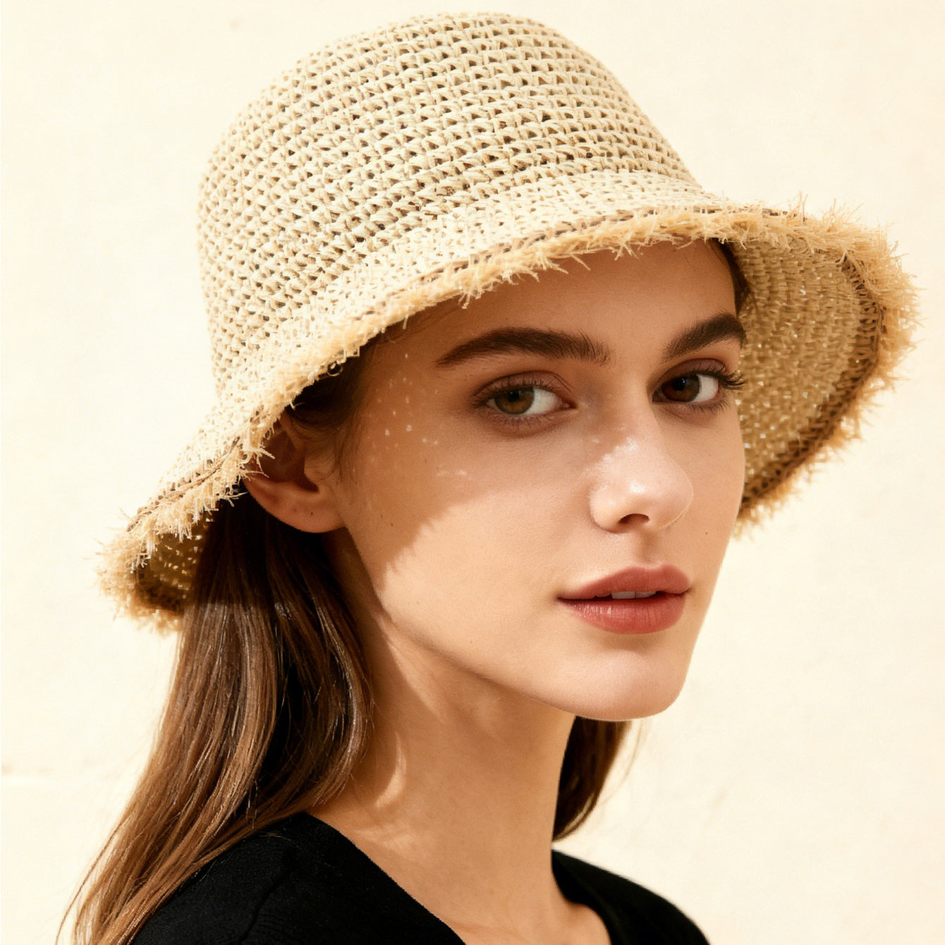 Korean Style Woven Straw Sun Hat – Wide Brim Beach Vacation Hat