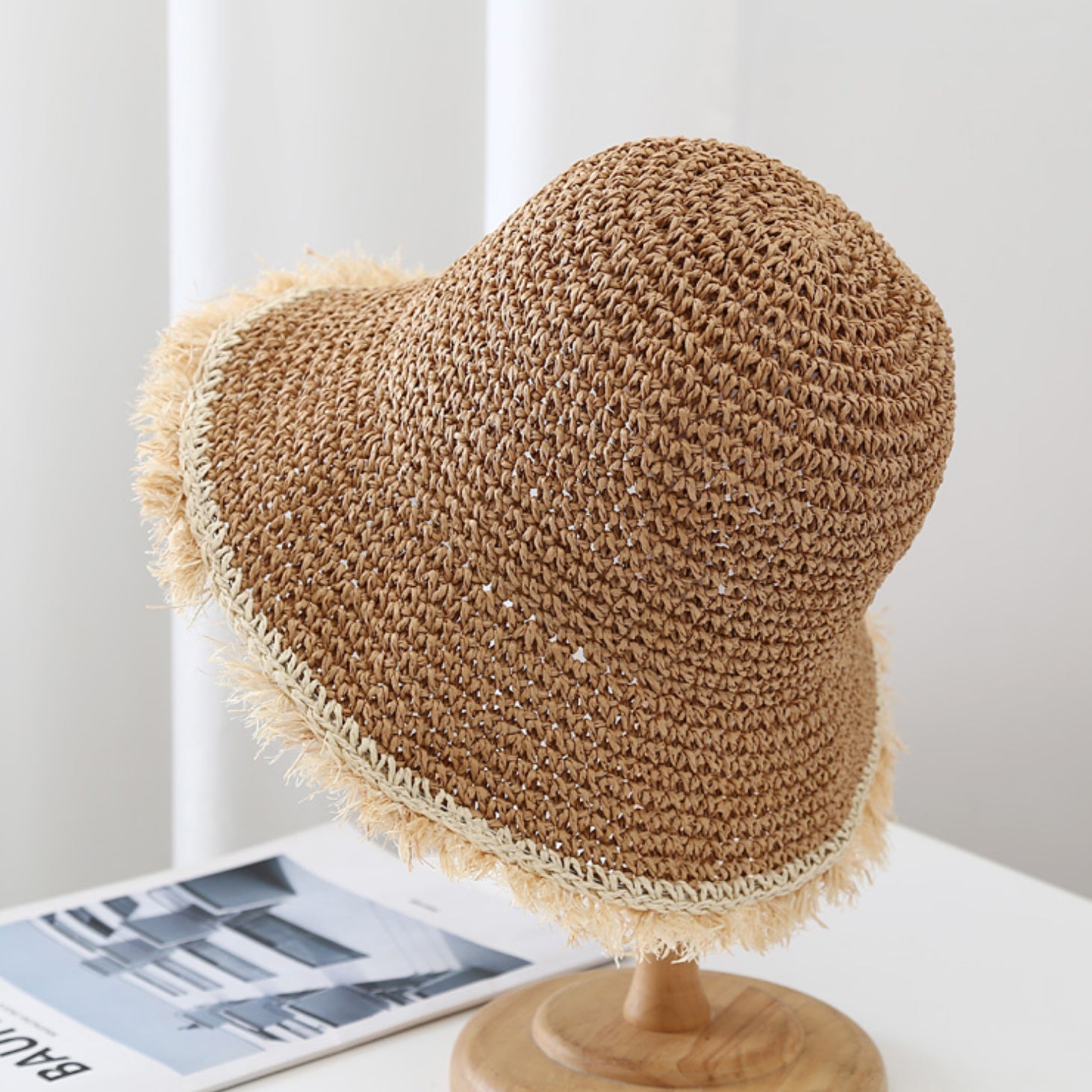 Korean Style Woven Straw Sun Hat – Wide Brim Beach Vacation Hat