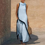 Irregular-cut Hooded Sleeveless Set