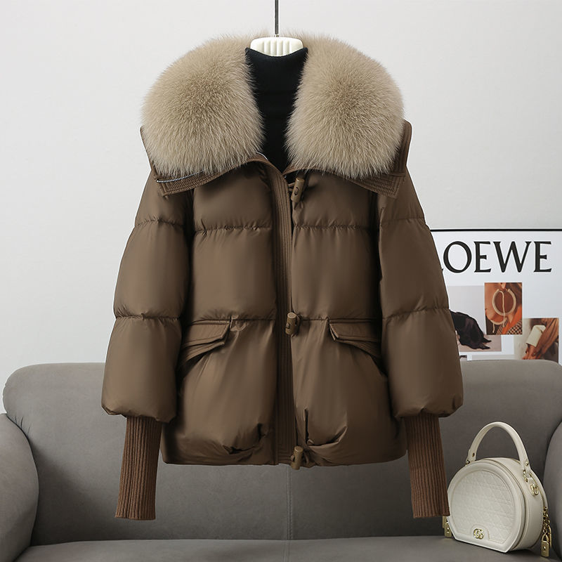 Women’s Down Cotton Padded Jacket – Short Fur Collar Winter Coat
