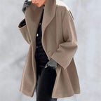 Women’s Loose Knit Sweater Coat – Round Neck Casual Winter Jacket