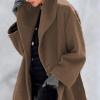 Women’s Loose Knit Sweater Coat – Round Neck Casual Winter Jacket