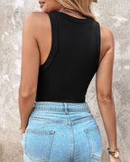 Ins Round Neck Vest With Bra Summer Solid Color Bottom Sleeveless Top